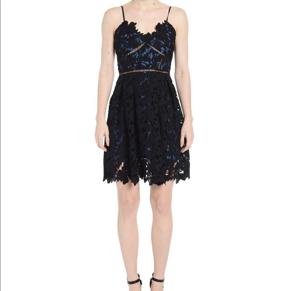 Blue and black lace dress
